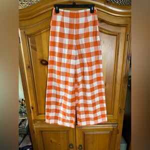 Forever 21 orange and white gingham wide leg pants